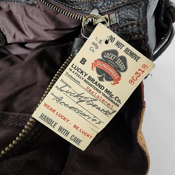 Lucky Brand Leather Patchwork Bag New Shoulder Tote Hobo Boho Large Colorful Vtg - Picture 11 of 12